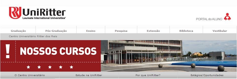 Site da FACULDADE UNIRITTER Porto Alegre, Canoas, RS